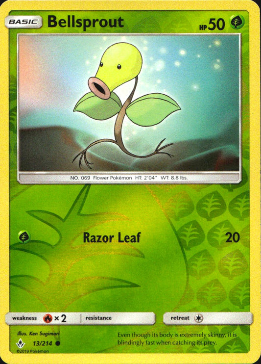 Bellsprout 13/214 Common Unbroken Bonds Pokemon Reverse Holo Near Mint