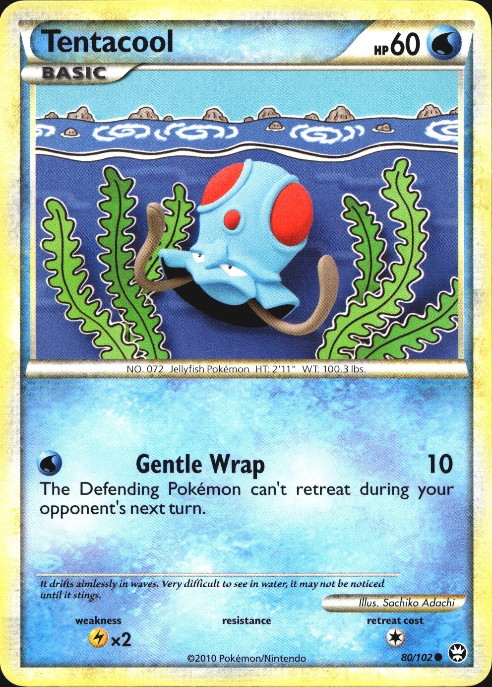 Tentacool 80/102 Common HGSS Triumphant Pokemon Near Mint