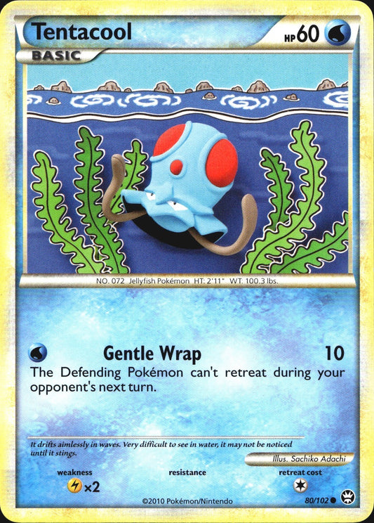 Tentacool 80/102 Common HGSS Triumphant Pokemon Near Mint