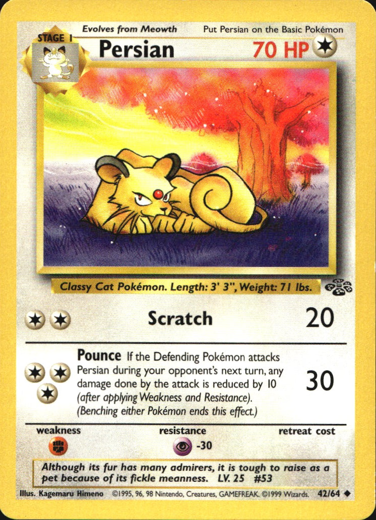 Persian 42/64 Uncommon Jungle Pokemon Near Mint