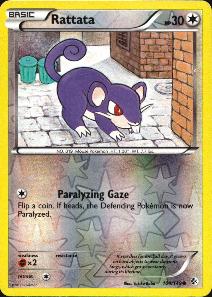 Rattata 104/149 Common Boundaries Crossed Pokemon Reverse Holo Near Mint