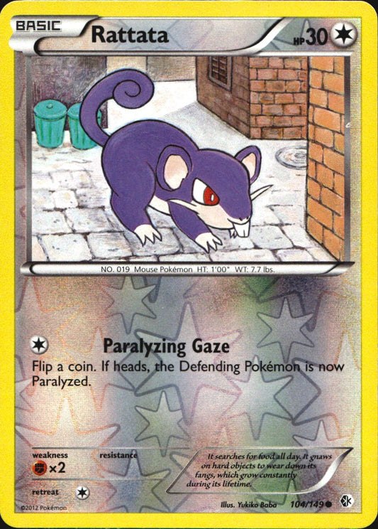 Rattata 104/149 Common Boundaries Crossed Pokemon Reverse Holo Near Mint
