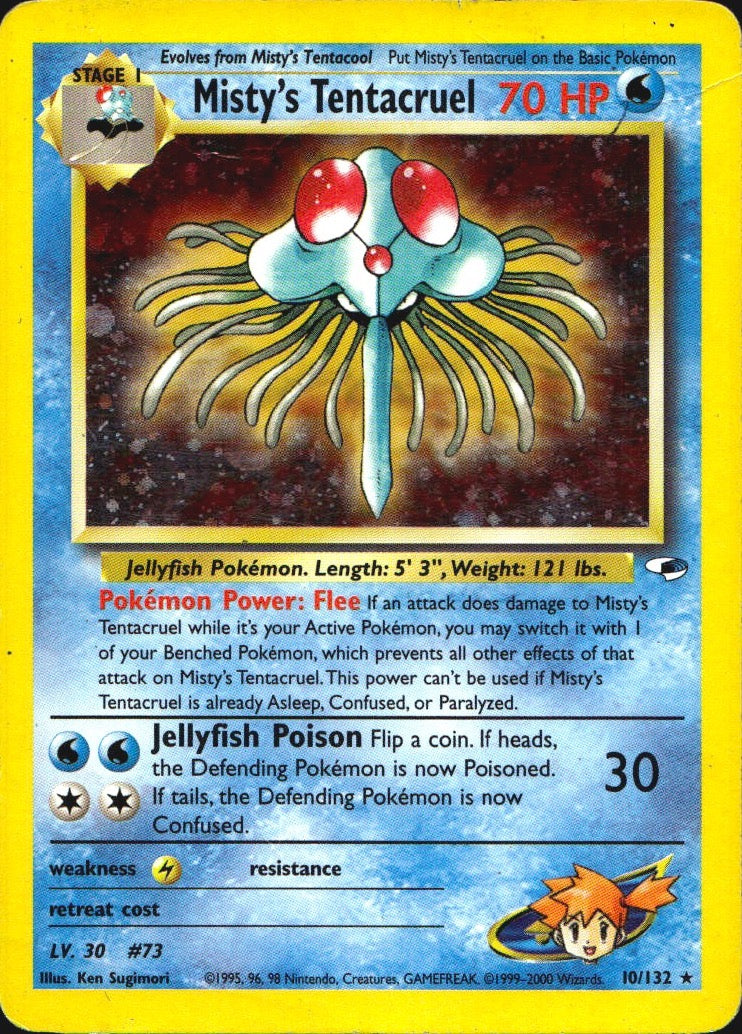 Misty's Tentacruel 10/132 Holo Rare Gym Heroes Pokemon Heavily Played