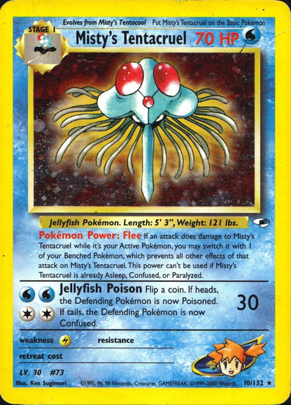 Misty's Tentacruel 10/132 Holo Rare Gym Heroes Pokemon Heavily Played