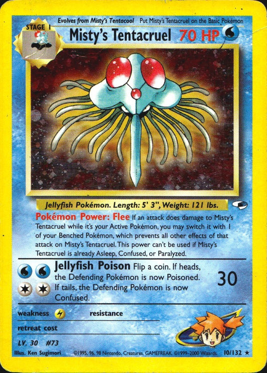 Misty's Tentacruel 10/132 Holo Rare Gym Heroes Pokemon Heavily Played