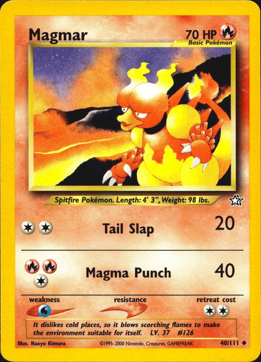 Magmar 40/111 Uncommon Neo Genesis Pokemon Near Mint