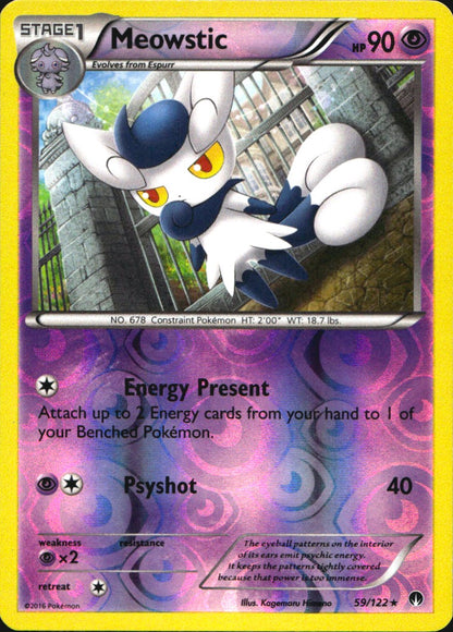 Meowstic 59/122 Rare BREAKpoint Pokemon Reverse Holo Near Mint