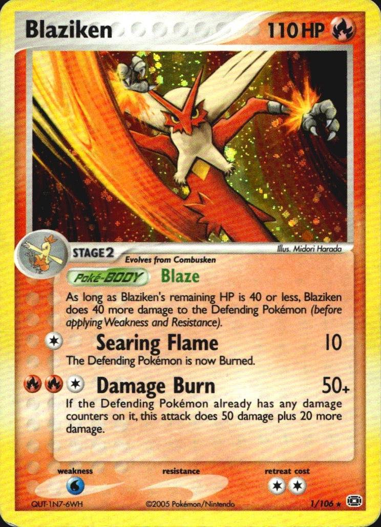 Blaziken 1/106 Holo Rare Emerald Pokemon Lightly Played
