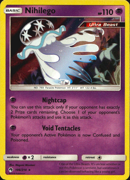 Nihilego 106/214 Holo Rare Lost Thunder Pokemon Near Mint