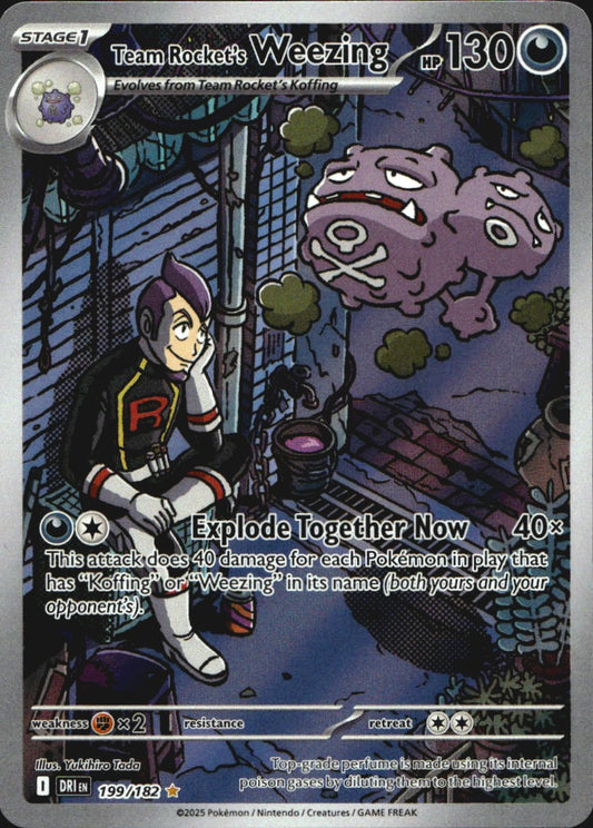 Team Rocket's Weezing 199/182 Illustration Rare Destined Rivals Pokemon NM