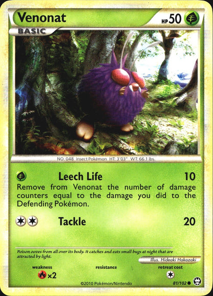 Venonat 81/102 Common HGSS Triumphant Pokemon Near Mint