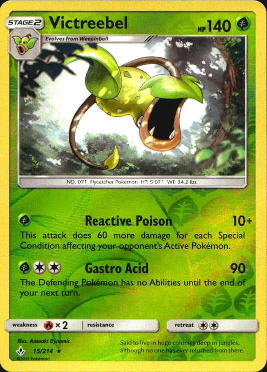 Victreebel 15/214 Rare Unbroken Bonds Pokemon Reverse Holo Near Mint