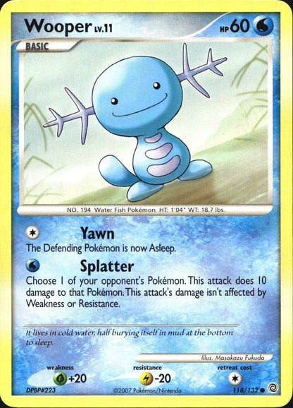 Wooper 118/132 Common Secret Wonders Pokemon Near Mint
