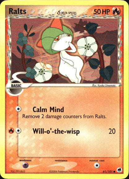Ralts 61/101 Common Dragon Frontiers Pokemon Near Mint