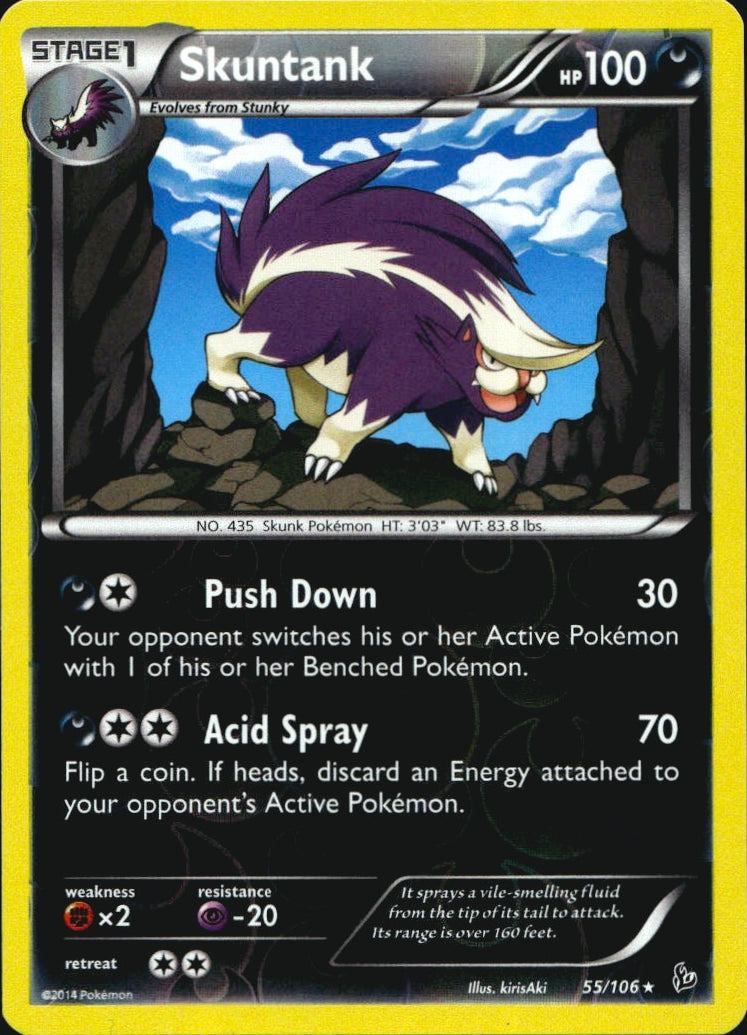 Skuntank 55/106 Rare Flashfire Pokemon Reverse Holo Near Mint