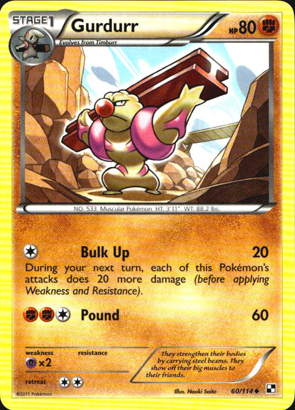 Gurdurr 60/114 Uncommon Black & White Pokemon Near Mint