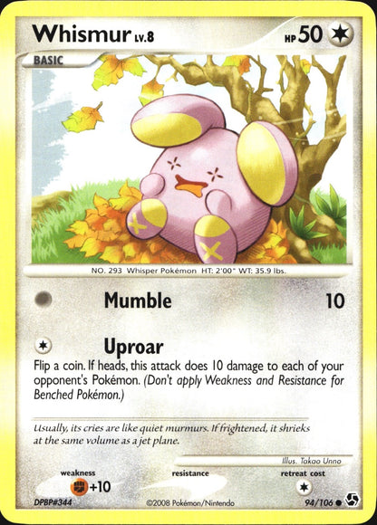Whismur 94/106 Common Great Encounters Pokemon Near Mint