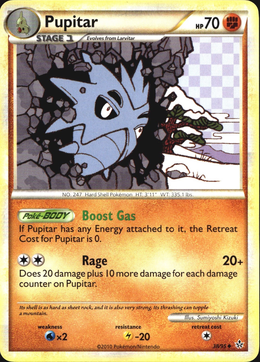 Pupitar 38/95 Uncommon HGSS Unleashed Pokemon Near Mint