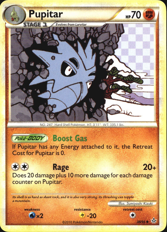Pupitar 38/95 Uncommon HGSS Unleashed Pokemon Near Mint