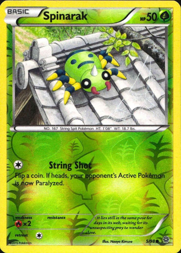 Spinarak 5/98 Common Ancient Origins Pokemon Reverse Holo Near Mint