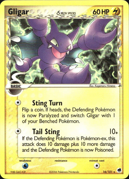 Gligar 16/101 Rare Dragon Frontiers Pokemon Near Mint
