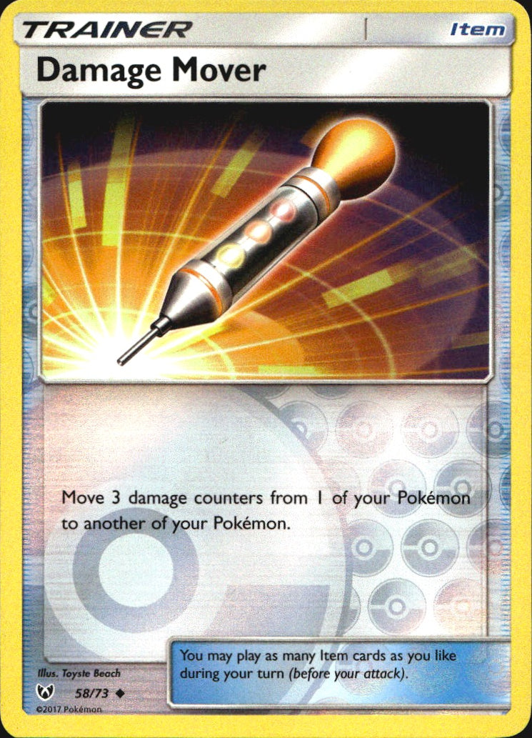 Damage Mover 58/73 Uncommon Shining Legends Pokemon Reverse Holo Near Mint