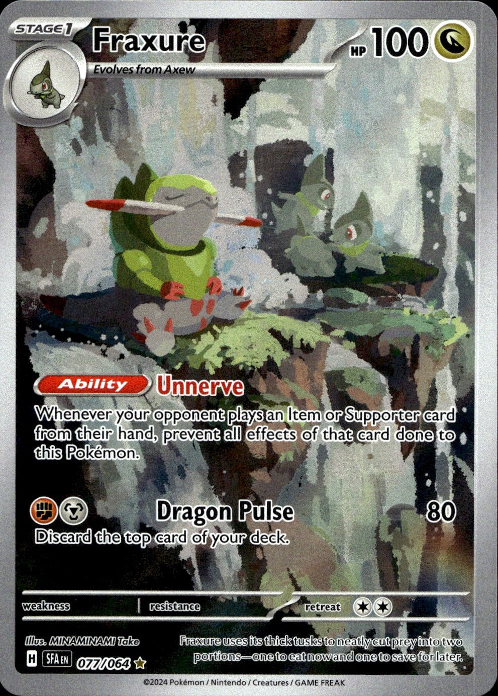 Fraxure 77/64 Illustration Rare Shrouded Fable Pokemon Near Mint
