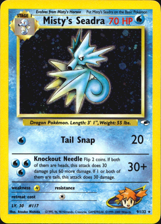 Misty's Seadra 9/132 Holo Rare Gym Heroes Pokemon Near Mint