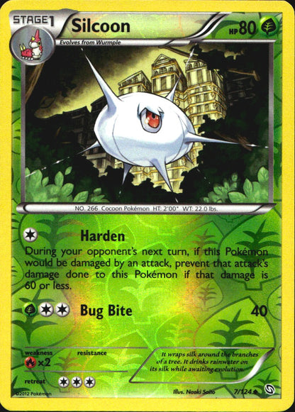 Silcoon 7/124 Uncommon Dragons Exalted Pokemon Reverse Holo Near Mint