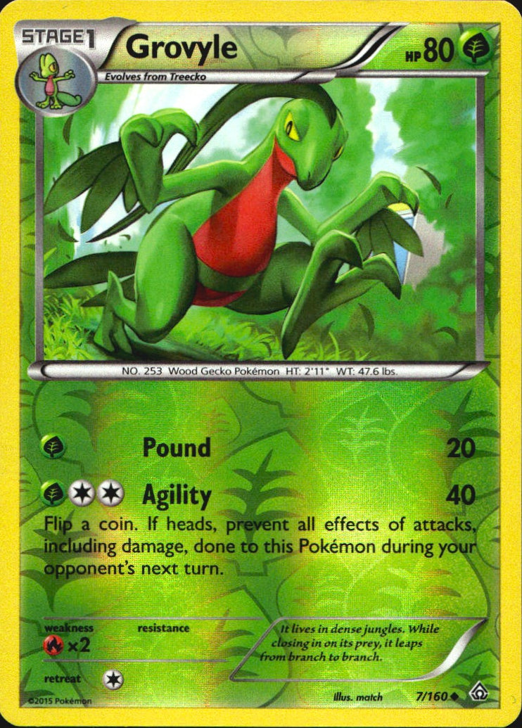 Grovyle 7/160 Uncommon Primal Clash Pokemon Reverse Holo Near Mint
