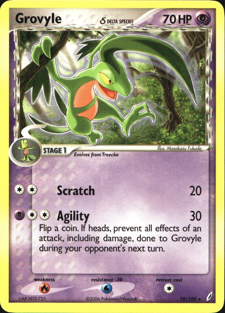 Grovyle 19/100 Rare Crystal Guardians Pokemon Near Mint