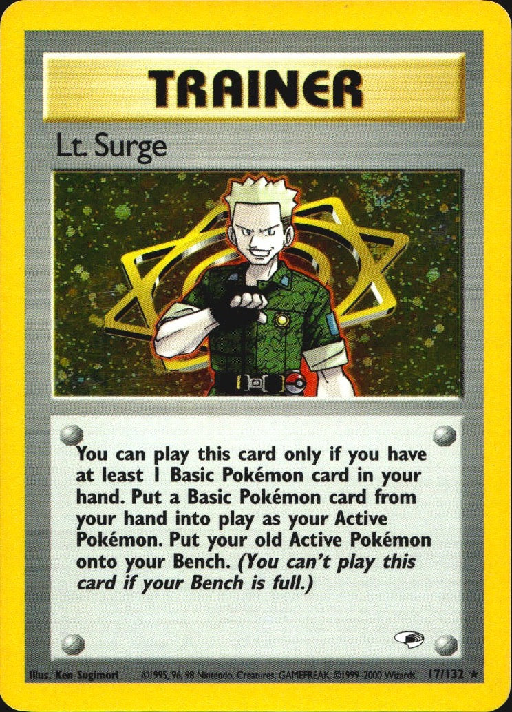 Lt. Surge 17/132 Holo Rare Gym Heroes Pokemon Near Mint