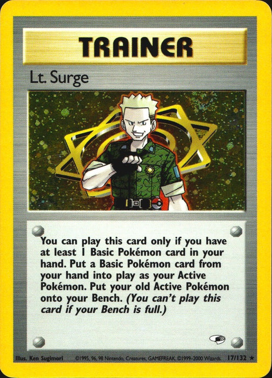 Lt. Surge 17/132 Holo Rare Gym Heroes Pokemon Near Mint