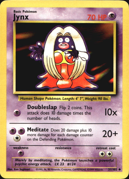 Jynx 31/102 Uncommon Base Set Pokemon Near Mint