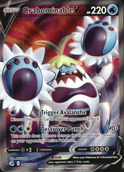 Crabominable V 248/264 Rare Ultra Fusion Strike Pokemon Near Mint