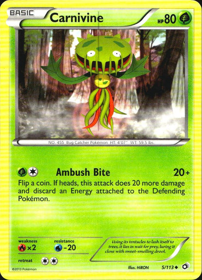 Carnivine 5/113 Uncommon Legendary Treasures Pokemon Near Mint