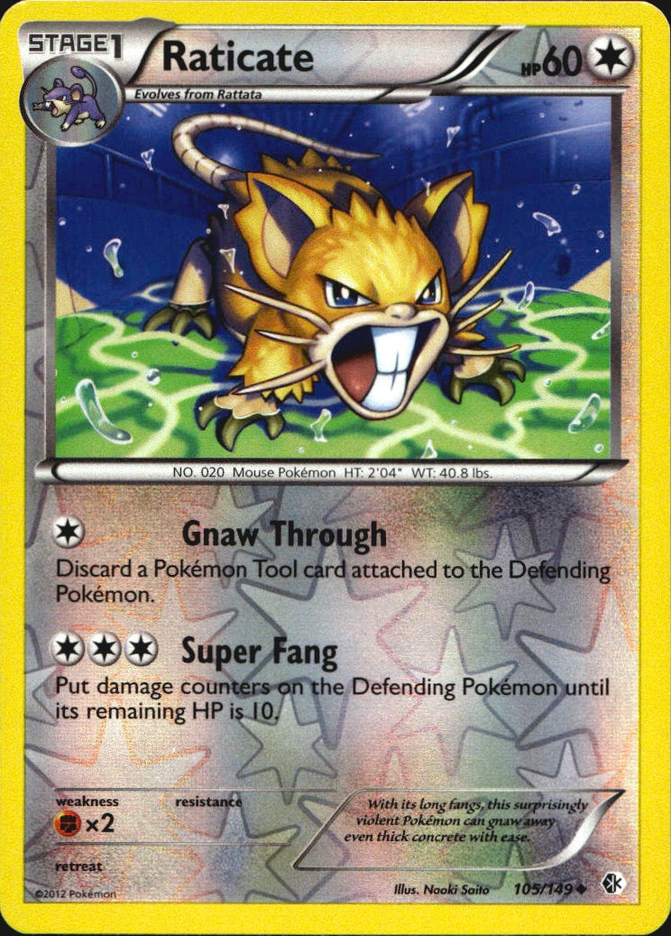 Raticate 105/149 Uncommon Boundaries Crossed Pokemon Reverse Holo Near Mint