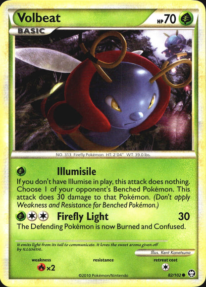 Volbeat 82/102 Common HGSS Triumphant Pokemon Near Mint