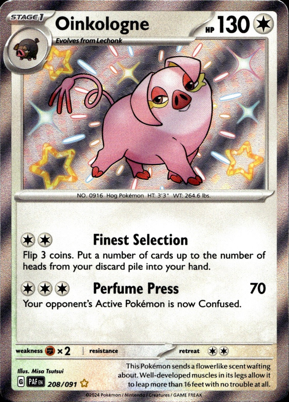 Oinkologne 208/091 Shiny Rare Paldean Fates Pokemon Near Mint