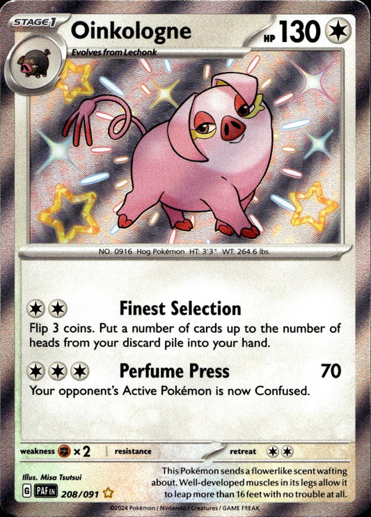 Oinkologne 208/091 Shiny Rare Paldean Fates Pokemon Near Mint