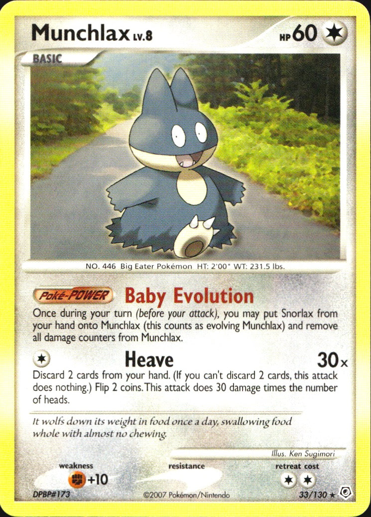 Munchlax 33/130 Rare Diamond & Pearl Pokemon Near Mint