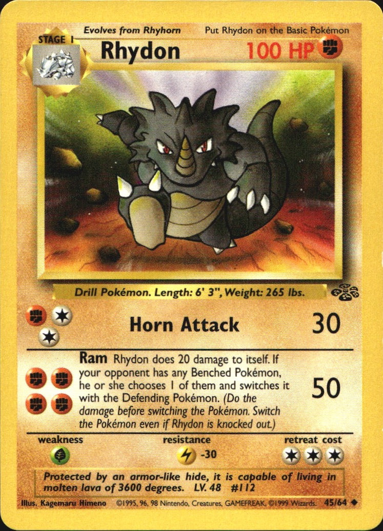 Rhydon 45/64 Uncommon Jungle Pokemon Near Mint