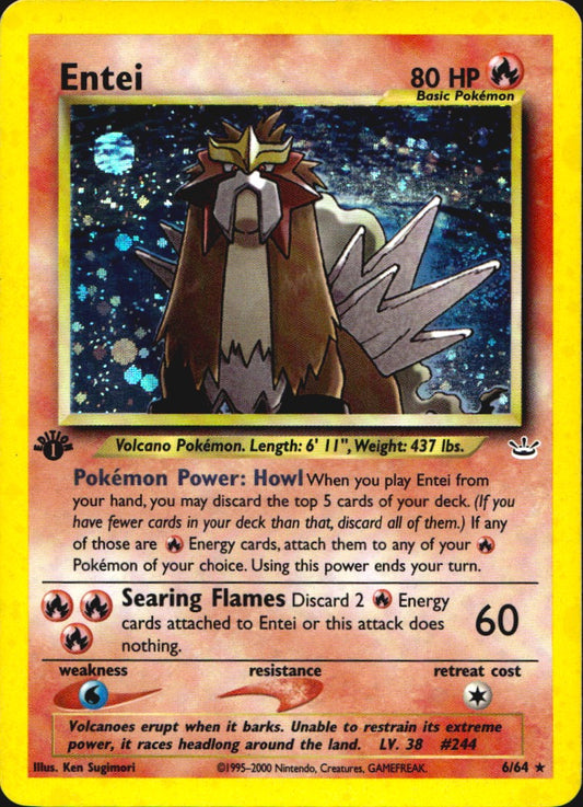 Entei 6/64 Holo Rare Neo Revelation Pokemon 1st Edition Lightly Played