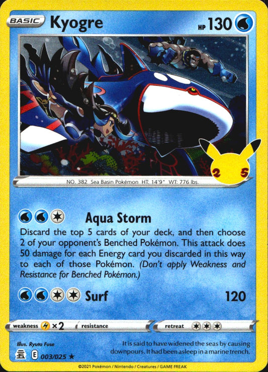 Kyogre 003/025 Rare Celebrations Pokemon Near Mint