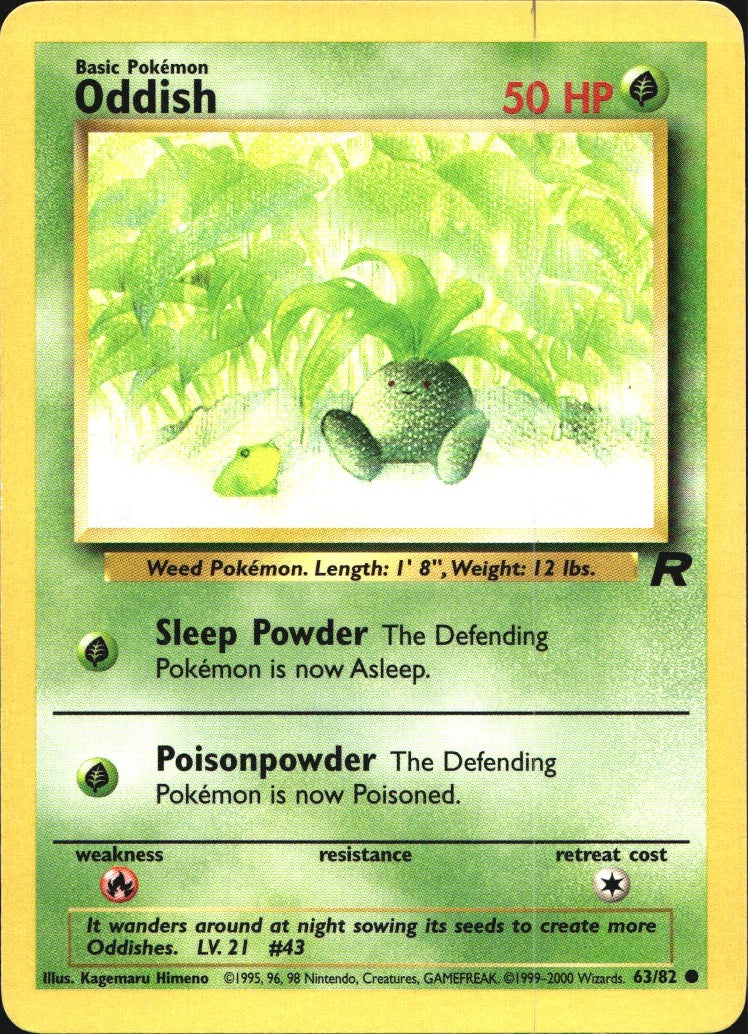 Oddish 63/82 Common Team Rocket Pokemon Near Mint
