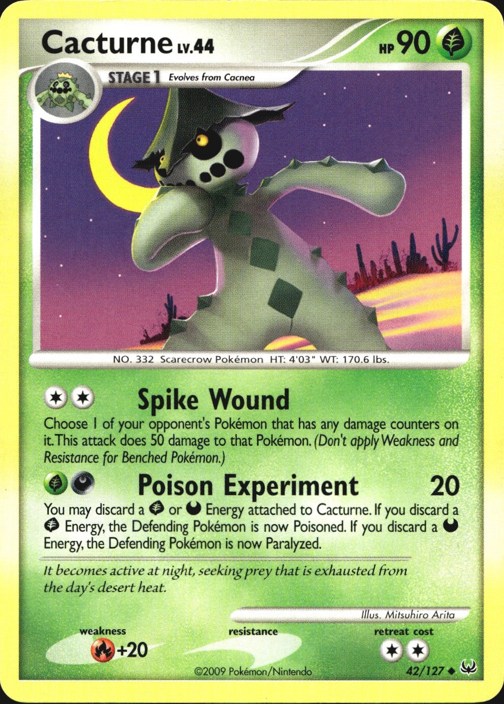 Cacturne 42/127 Uncommon Platinum Pokemon Near Mint