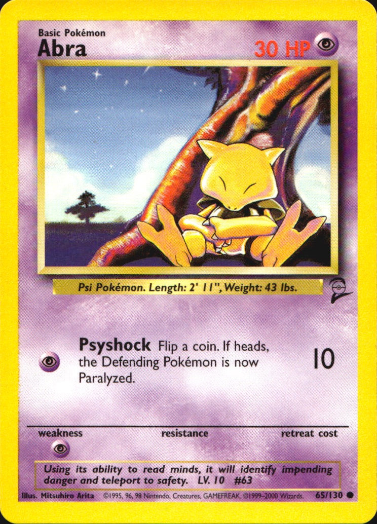 Abra 65/130 Common Base Set 2 Pokemon Near Mint