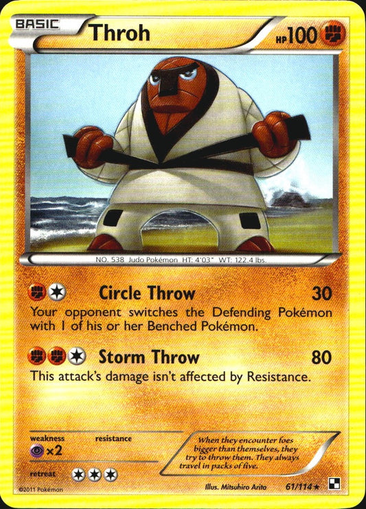 Throh 61/114 Rare Black & White Pokemon Near Mint