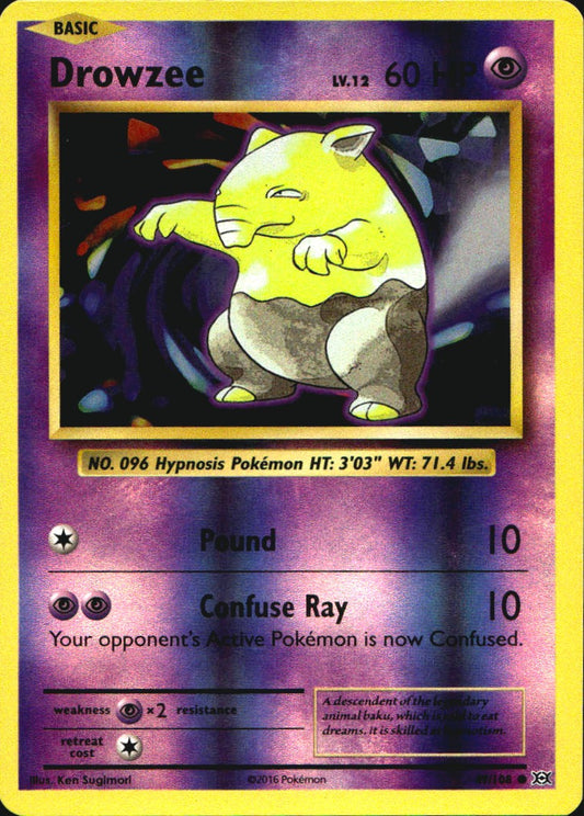 Drowzee 49/108 Common Evolutions Pokemon Reverse Holo Near Mint