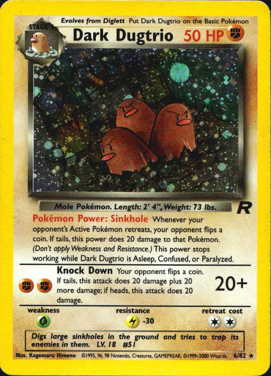 Dark Dugtrio 6/82 Holo Rare Team Rocket Pokemon Moderately Played